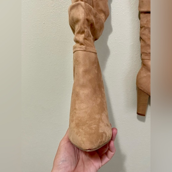 Faux suede slouch boots NWOT size 6.5 women’s tan heels classic fall casual - Picture 7 of 10